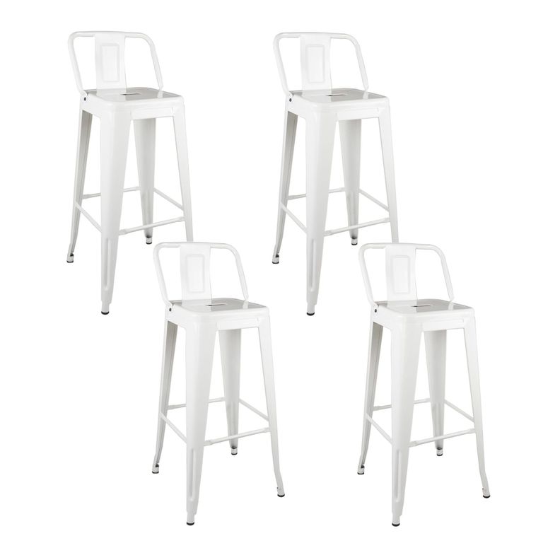 Pack 4 Taburetes Pisos  Metal Tolix para con respaldo LF5-03HB - BLANCO-0
