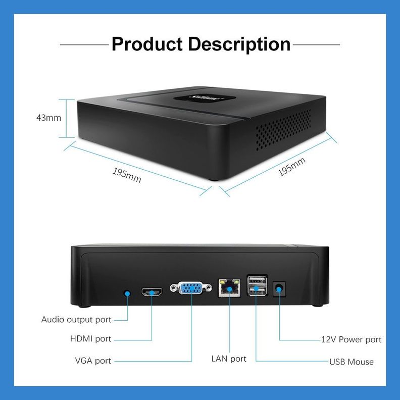 Kit NVR Srihome: 2 camaras SP007 960p + NVR NVS003 16CH-1