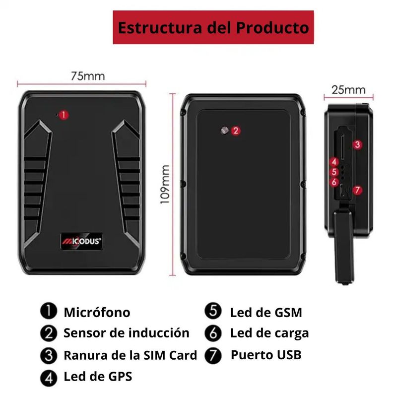 Rastreador GPS 4G ML808G 4G 10000mAh Configuración + Sim-4
