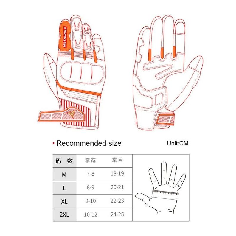 Guantes de cuero para moto Motowolf 0335-6