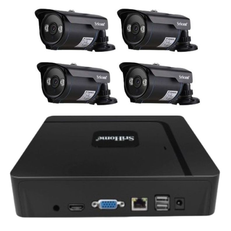Kit NVR Srihome: 4 camaras SP007 + NVR NVS003 16CH-3