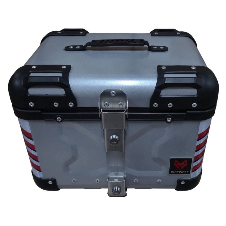 Baul Top Case para motocicleta 45L RIDEWOLF 0710-45 Plateado Metalico
