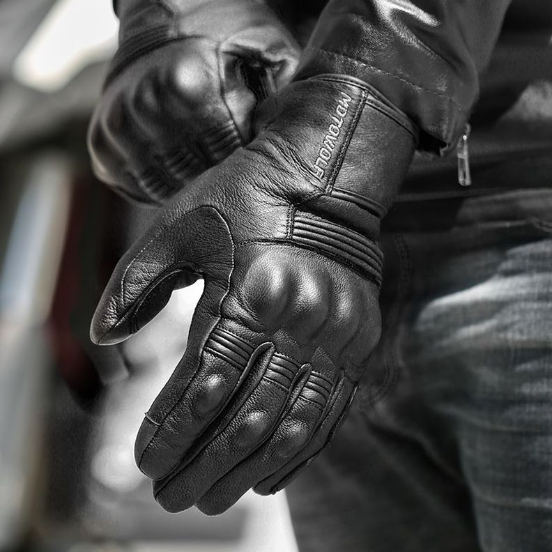 Guantes de cuero para motociclismo de Invierno Motowolf 0313 -2