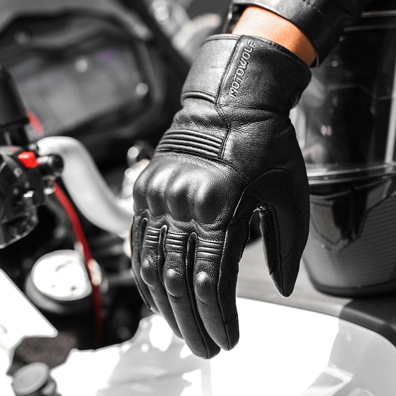 Guantes de cuero para motociclismo de Invierno Motowolf 0313 -3