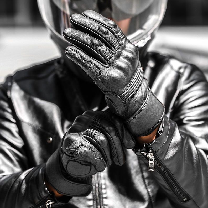 Guantes de cuero para motociclismo de Invierno Motowolf 0313 -4