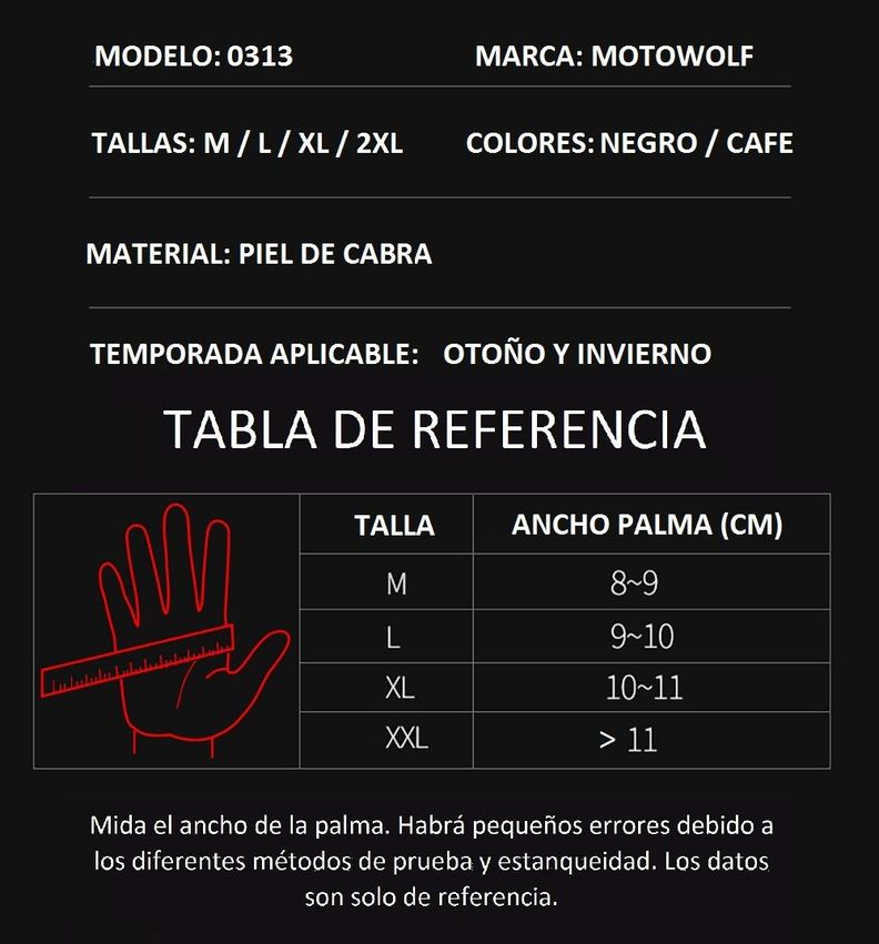 Guantes de cuero para motociclismo de Invierno Motowolf 0313 -5