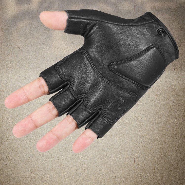 Guantes de cuero para motociclismo Vintage Motowolf 0311B Dedos cortos-4