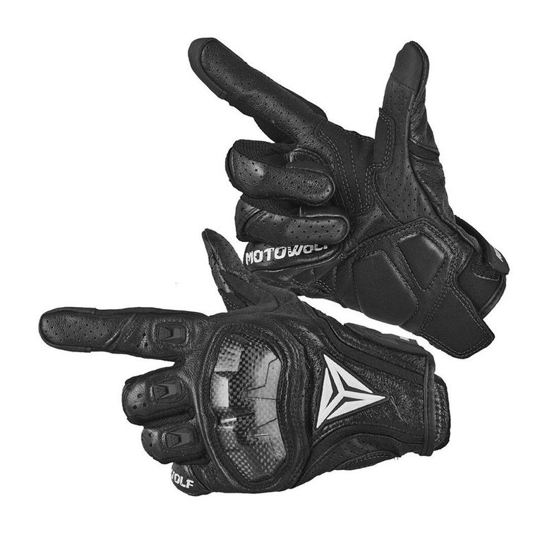 Guantes para motociclismo de cuero Motowolf MDL0305 - negro-0