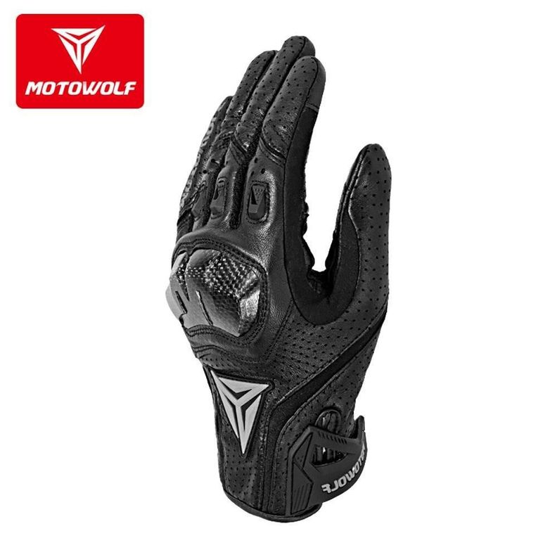 Guantes para motociclismo de cuero Motowolf MDL0305 - negro-4
