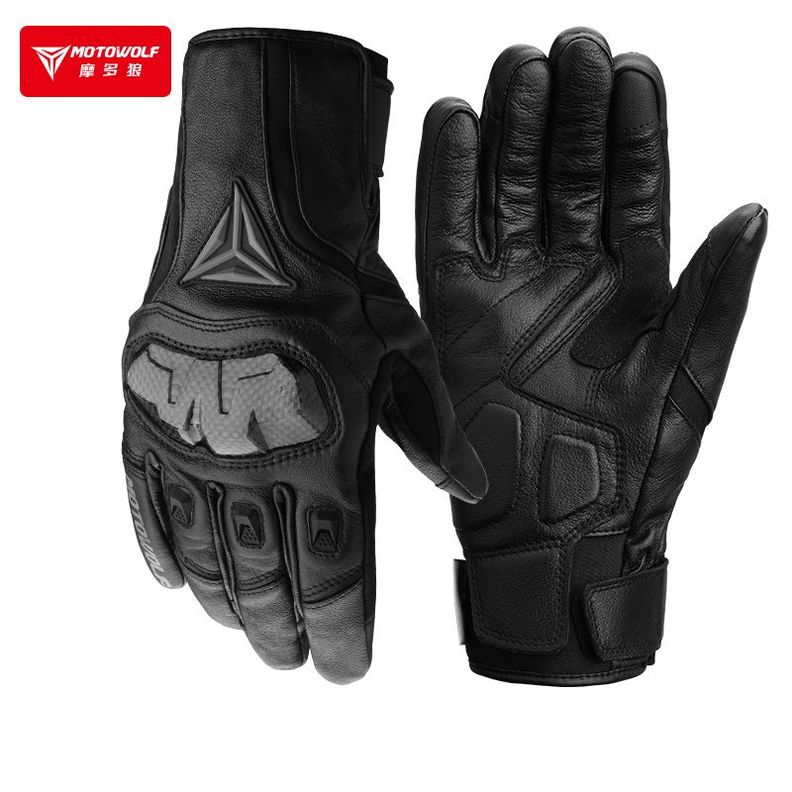 Guantes de Cuero invierno para Motociclismo Motowolf 0305B-1