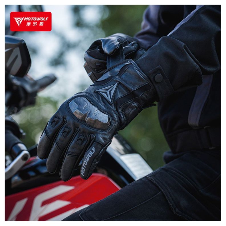 Guantes de Cuero invierno para Motociclismo Motowolf 0305B-6