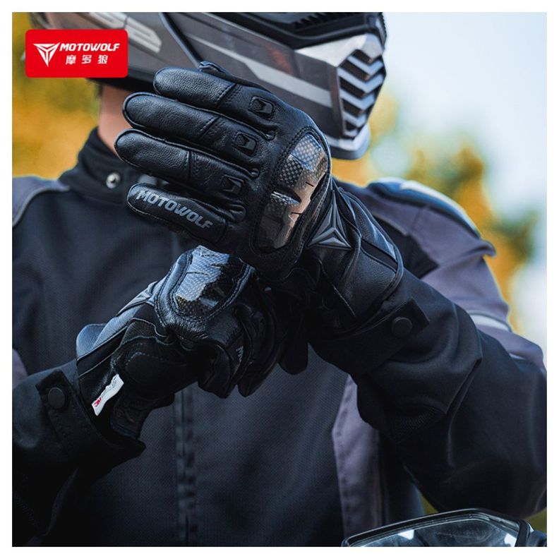 Guantes de Cuero invierno para Motociclismo Motowolf 0305B-7