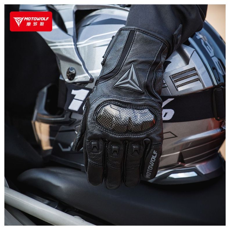 Guantes de Cuero invierno para Motociclismo Motowolf 0305B-8