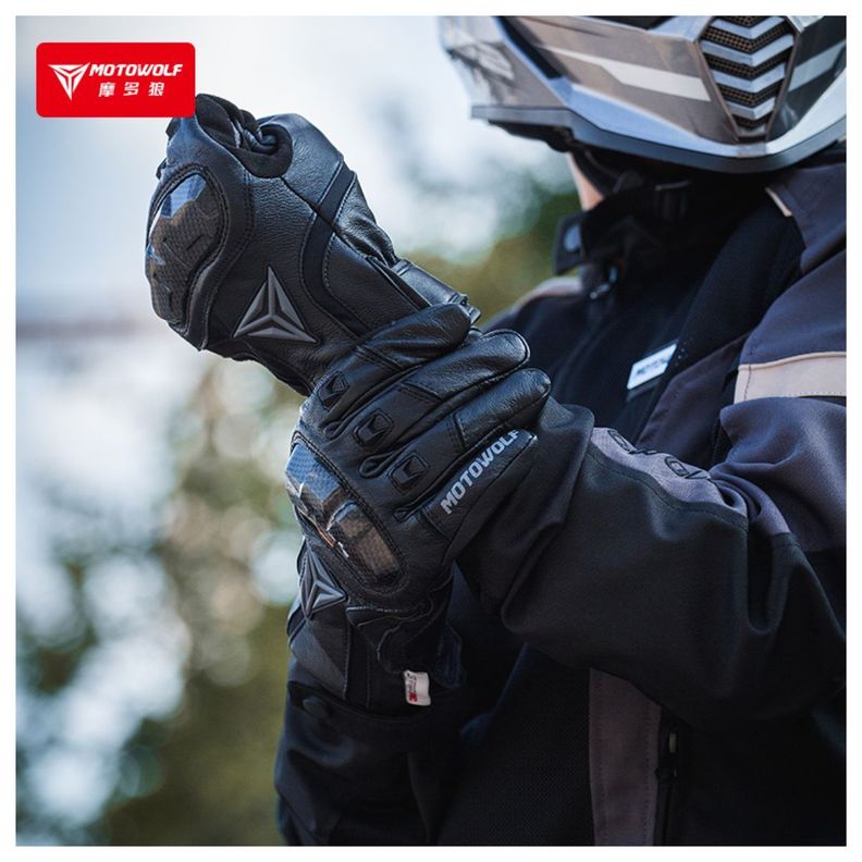 Guantes de Cuero invierno para Motociclismo Motowolf 0305B-9