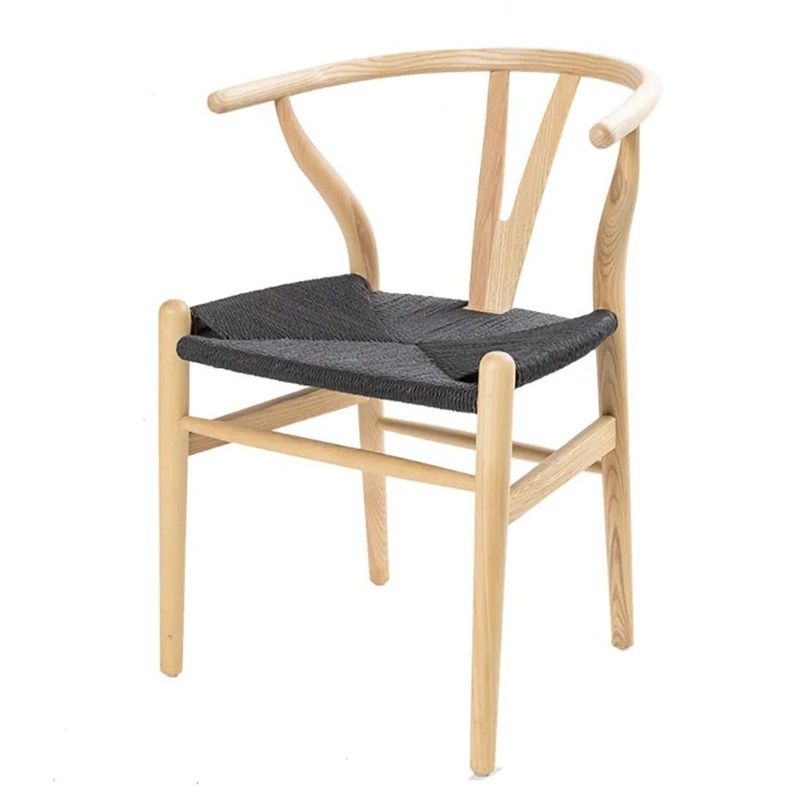 Pack 2 sillas de Madera Wishbone Asiento de cuerda LF9-01 - Natural/negro-1