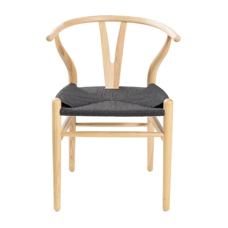Pack 2 sillas de Madera Wishbone Asiento de cuerda LF9-01 - Natural/negro-2