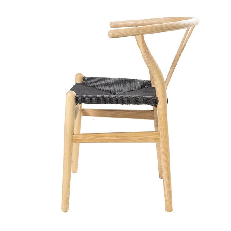 Pack 2 sillas de Madera Wishbone Asiento de cuerda LF9-01 - Natural/negro-3