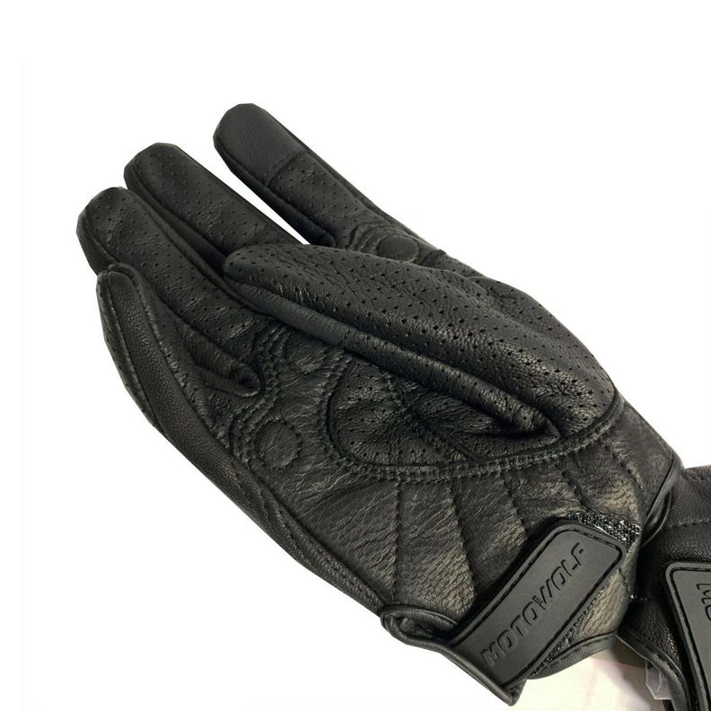 Guantes para motociclismo de cuero perforado Motowolf 0302-2