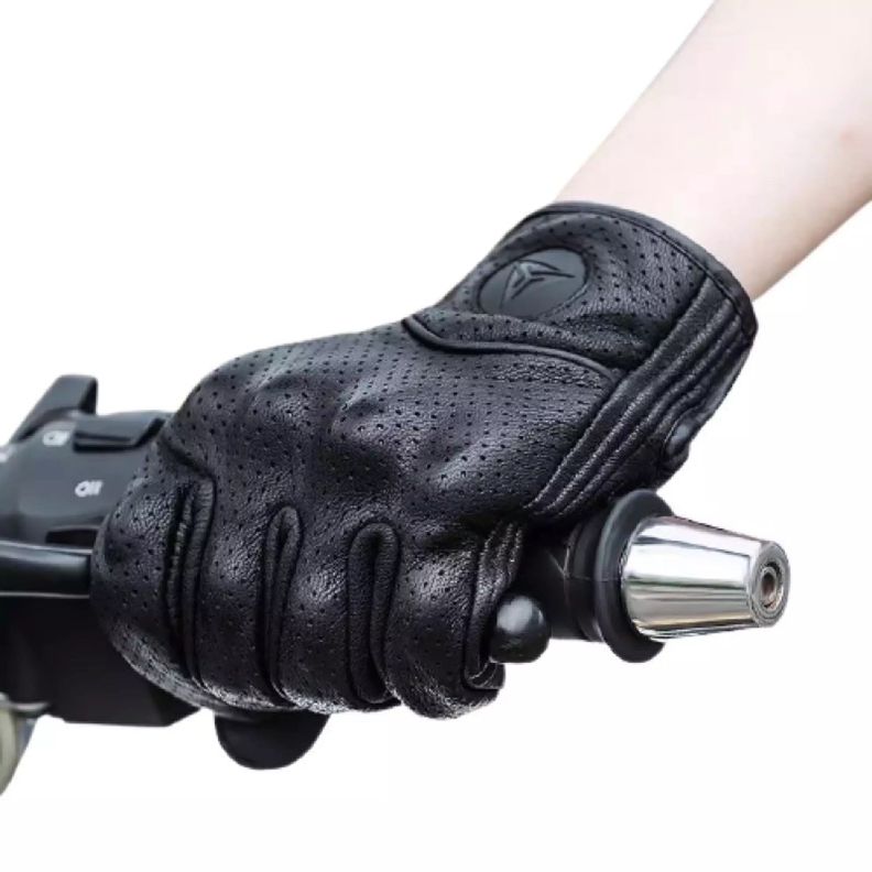 Guantes para motociclismo de cuero perforado Motowolf 0302-4
