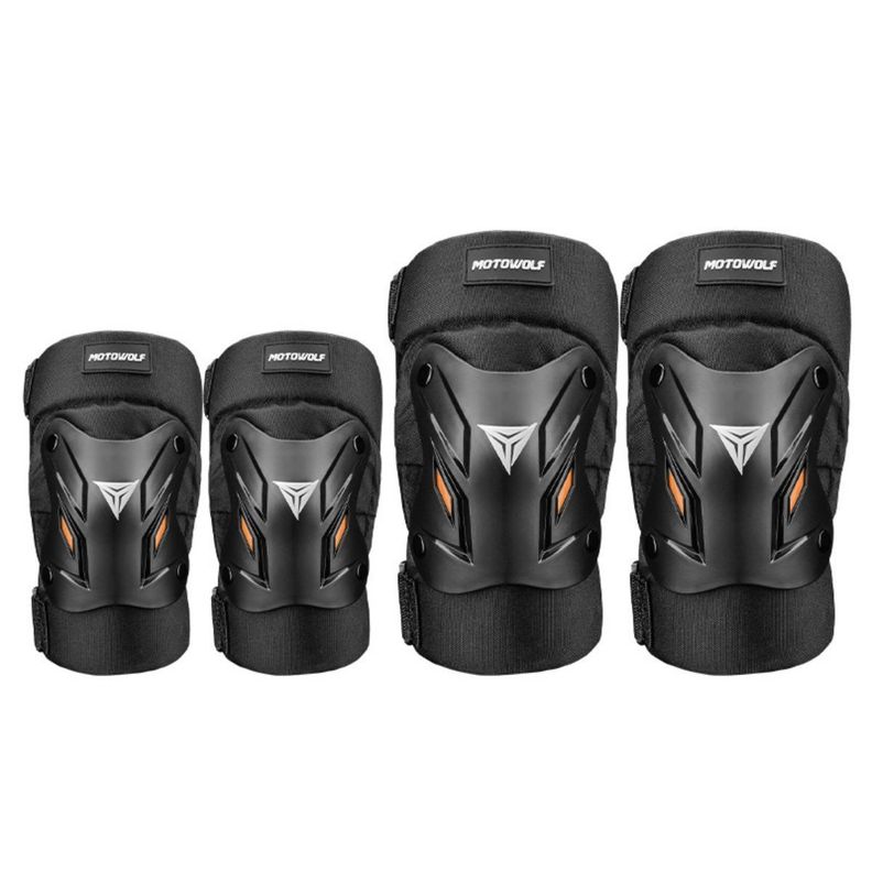 Pack Rodilleras y Coderas cortas para Motociclismo Motowolf 1034 Negro Mate