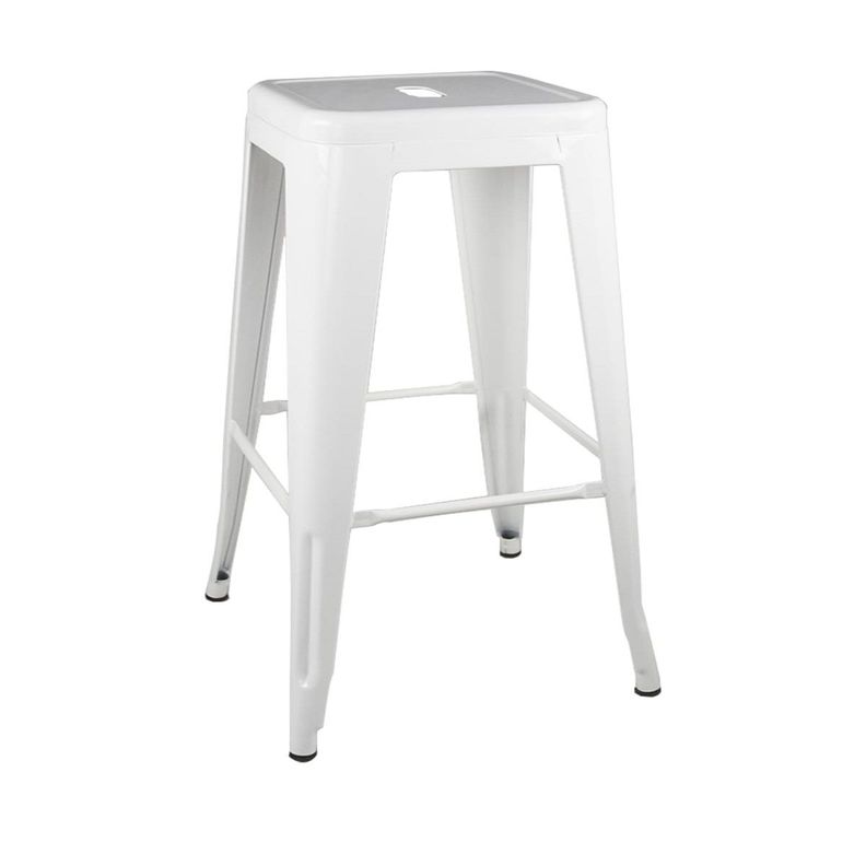 Taburete Piso Metal Tolix para Comedor Bar LF5-03H 66cm - Blanco-0