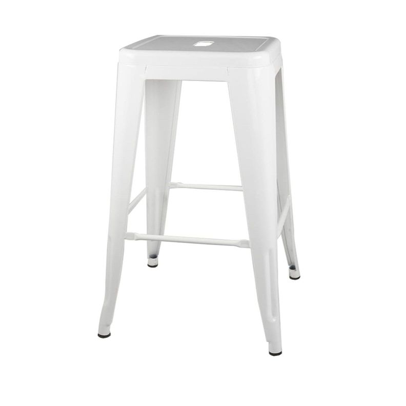 Taburete Piso Metal Tolix para Comedor Bar LF5-03H 66cm - Blanco-2