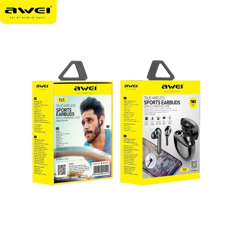Audífonos Bluetooth Awei T15 TWS con caja de carga-4