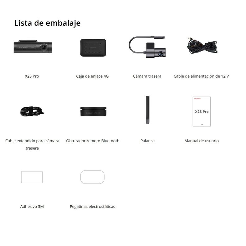 Cámara de vehículo dual 4G 2K rastreo GPS y control bluetooth DDPAI X2S PR-5