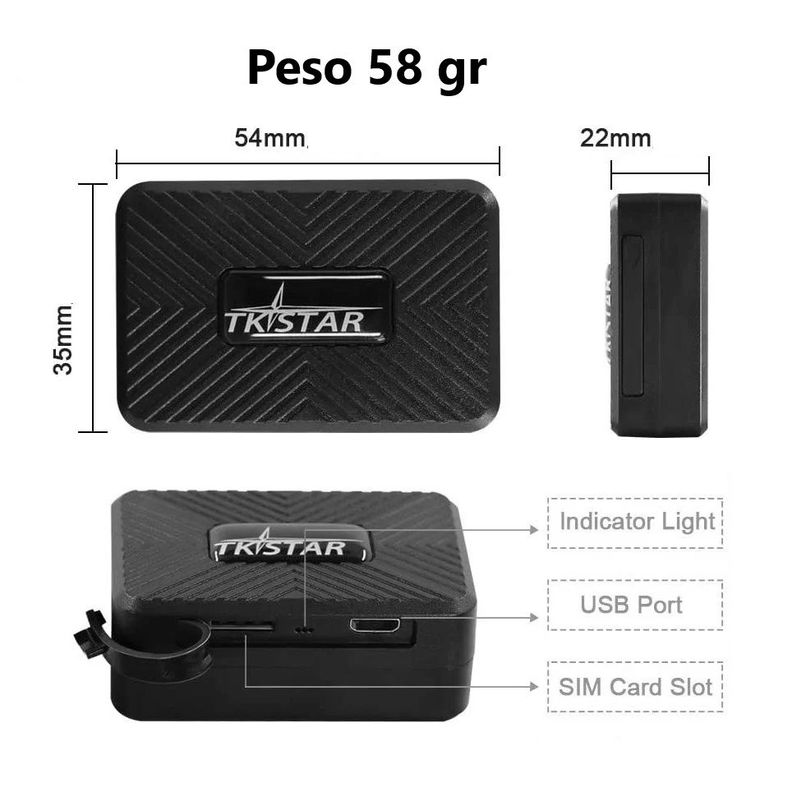 Mini Rastreador GPS magnético recargable de 1500mAh Tkstar TK913 4G configurado con SIM-7