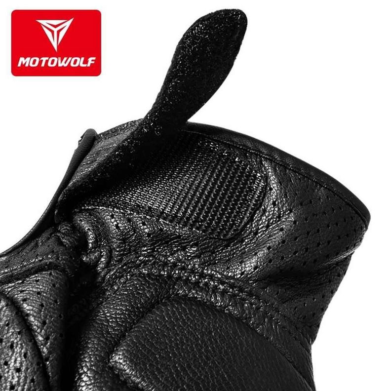 Guantes para motociclismo de cuero perforado Motowolf 0303-2