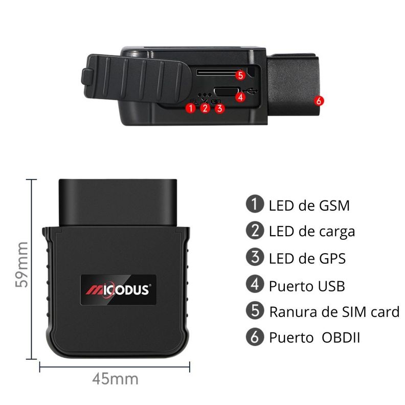 Rastreador GPS 4G MV55G 4G OBD2 + Configuración + Sim-4