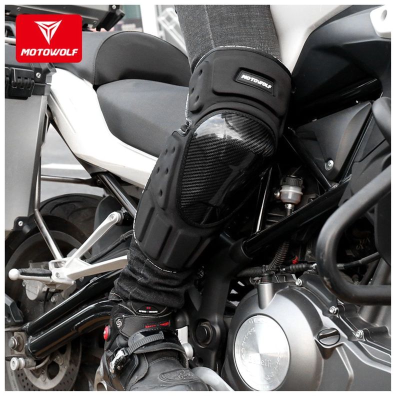 Rodilleras Cálidas de Invierno para Motociclismo Fibra Carbono MotoWolf 1019B-8
