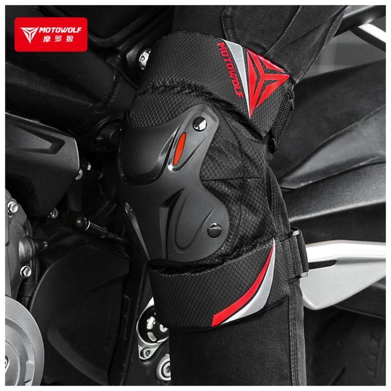 Rodilleras Cortas  para motociclismo Motowolf 1010 Blak-Red-6