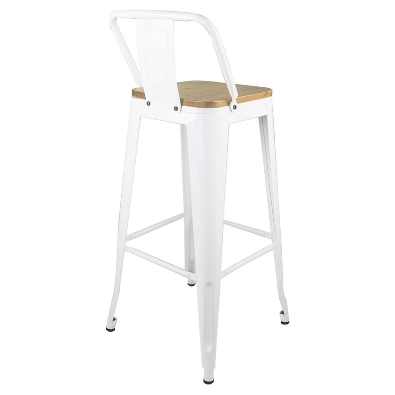 Taburete Piso  Metal Tolix asiento madera con respaldo LF5-03HBW - BLANCA-2