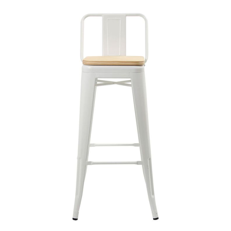 Taburete Piso  Metal Tolix asiento madera con respaldo LF5-03HBW - BLANCA-1