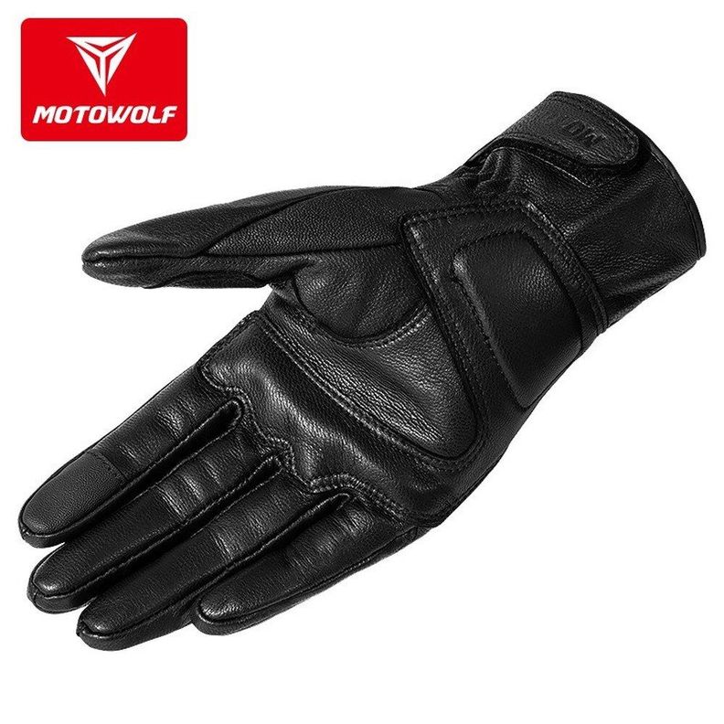 Guantes para motociclismo de cuero liso Motowolf 0303-1