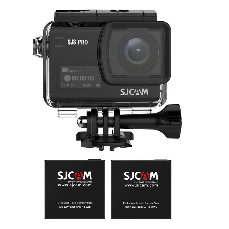 Pack Cámara Deportiva SJCAM SJ8 PRO 4K 60FPS Dual 5G Estabilizador giroscópico 2 Baterias-1