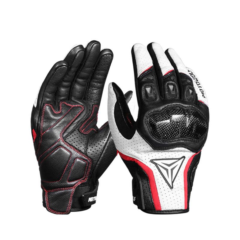 Guantes para motociclismo de cuero Motowolf MDL0305 - blanco