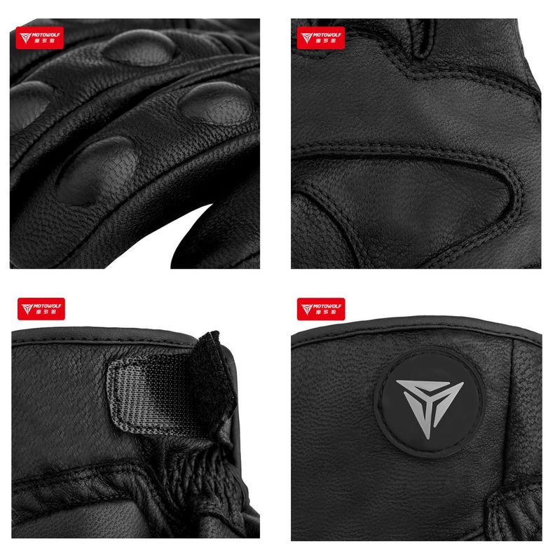 Guantes de Cuero invierno para Motociclismo Motowolf 0303B-5
