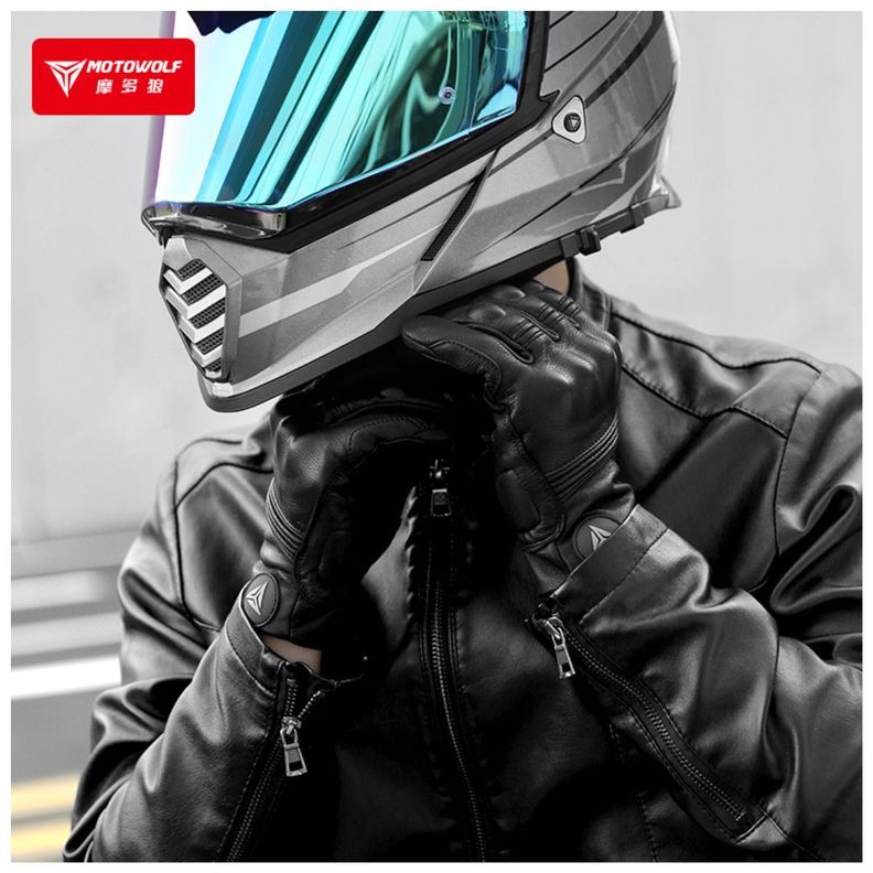 Guantes de Cuero invierno para Motociclismo Motowolf 0303B-6