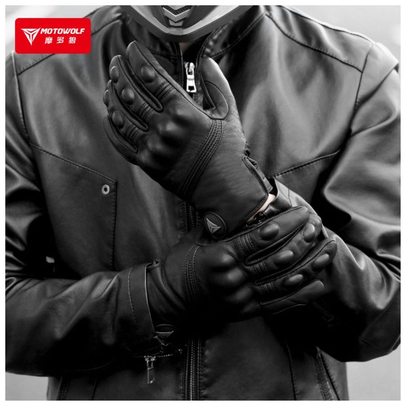 Guantes de Cuero invierno para Motociclismo Motowolf 0303B-7