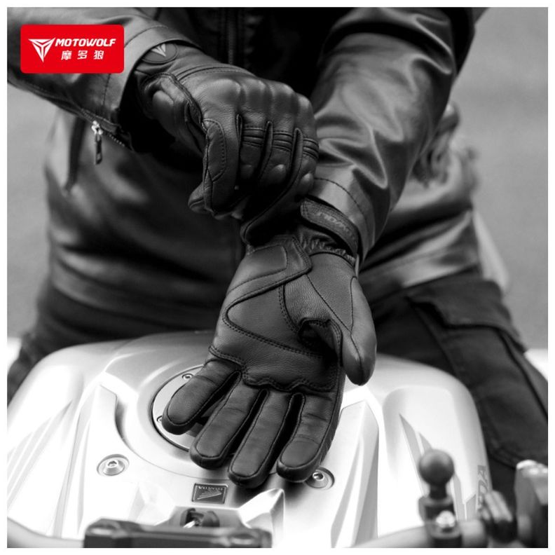 Guantes de Cuero invierno para Motociclismo Motowolf 0303B-8