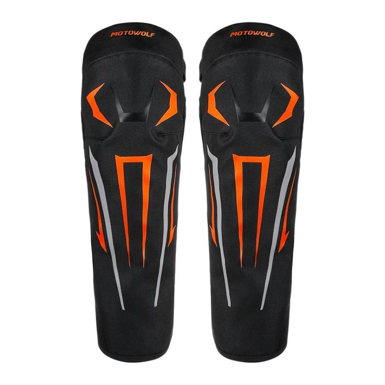 Rodilleras Largas para motociclismo Motowolf 1033B Blak-Orange-0