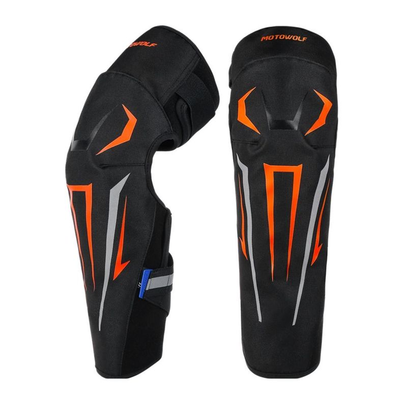 Rodilleras Largas para motociclismo Motowolf 1033B Blak-Orange-1