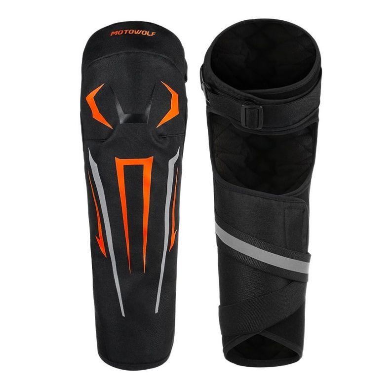 Rodilleras Largas para motociclismo Motowolf 1033B Blak-Orange-2