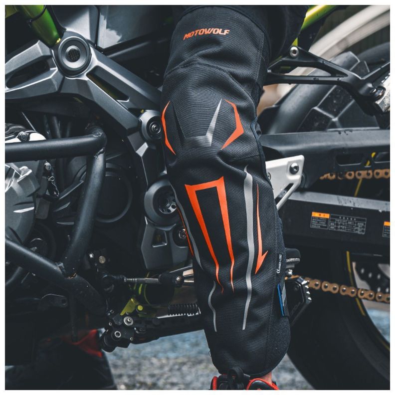 Rodilleras Largas para motociclismo Motowolf 1033B Blak-Orange-7
