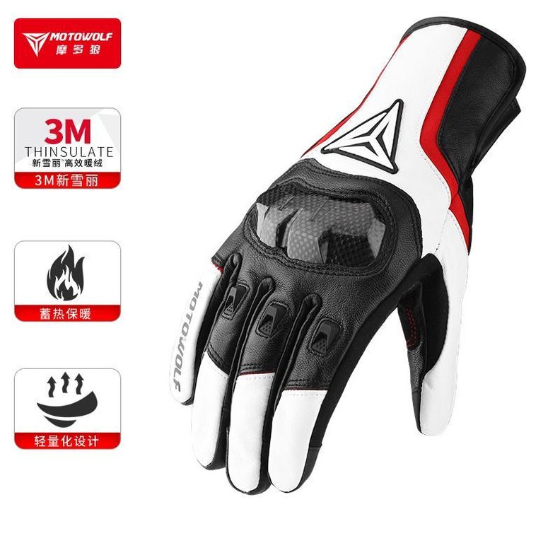  Guantes de Cuero invierno para Motociclismo Motowolf 0305B-2