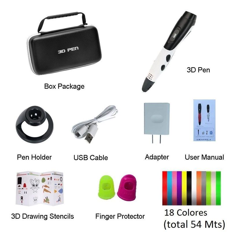 Boligrafo de impresión 3D ABS Smaffox SM-01 54M + Estuche-4