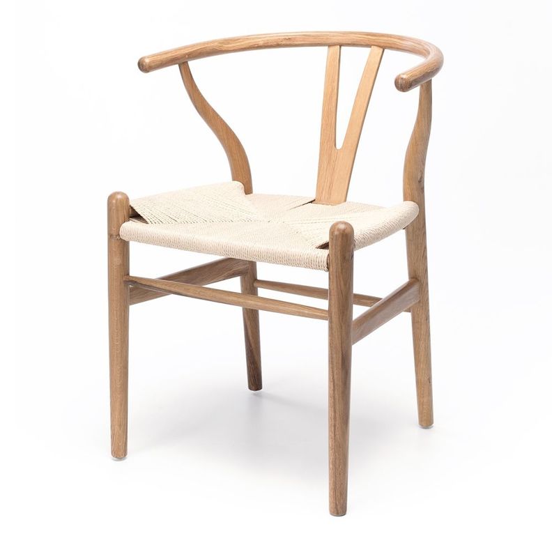 Pack 2 sillas de Madera Wishbone Asiento de cuerda LF9-01 - Natural-1