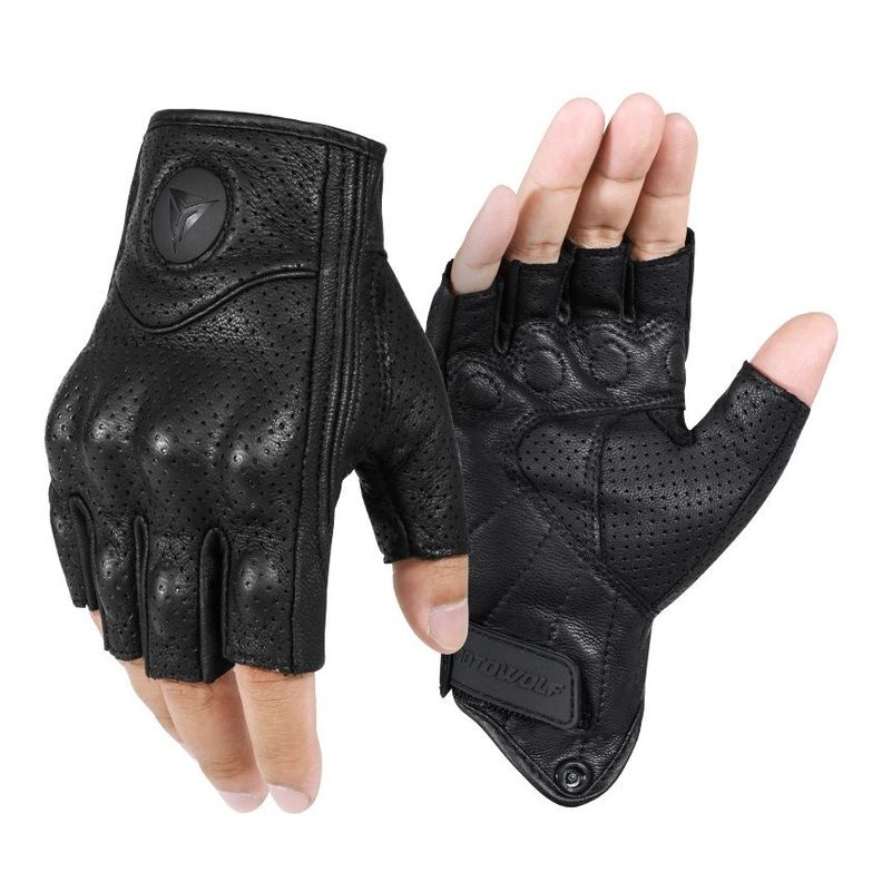 Guantes para motociclismo de cuero Motowolf 0302B Dedos Cortos-0